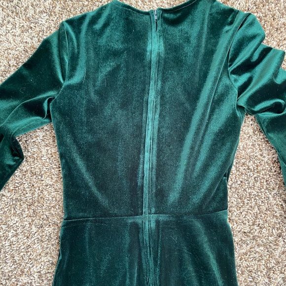 Dark Green Velvet Dress - Picture 3 of 5